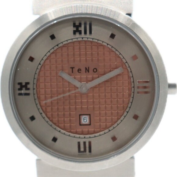 35mm TeNo no. 178 Men's Quartz Wristwatch Germany Steel w Salmon Dial - Picture 1 of 5